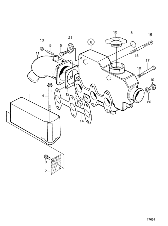 Схема узла Induction And Exhaust Manifold, Engine Spec. No. 868747 Для Volvo Penta Md2030B