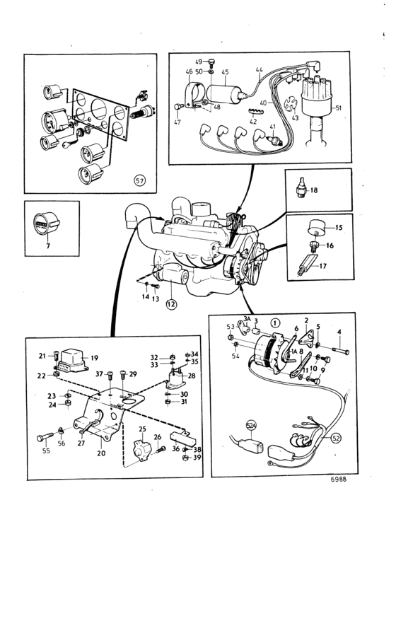 Схема узла Electrical Equipment And Instrument: Aq190A-76 Для Volvo Penta Aq190A