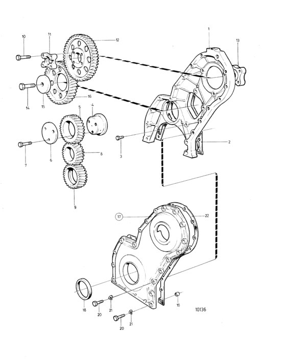 Схема узла Timing Gear Casing And Gears Для Volvo Penta Tmd41B