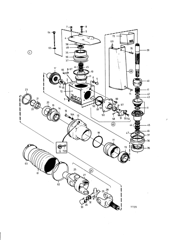 Схема узла Upper Gear Unit Для Volvo Penta Aq225D
