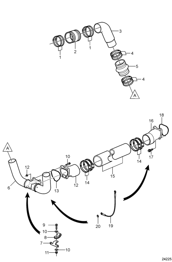 Схема узла Jackshaft Connecting Components, 4.3L Для Volvo Penta Sx-Aaclt32