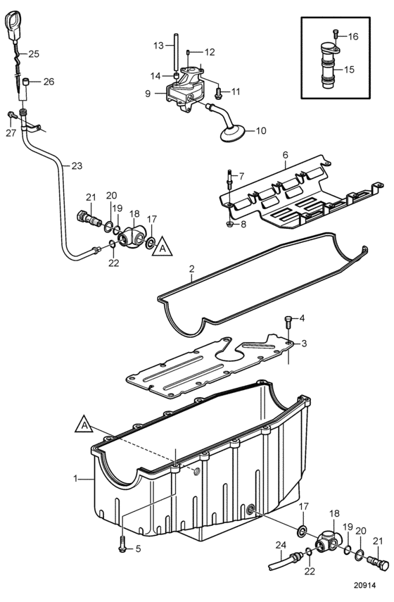 Схема узла Oil Pan And Oil Pump Для Volvo Penta 8.1Gii-G