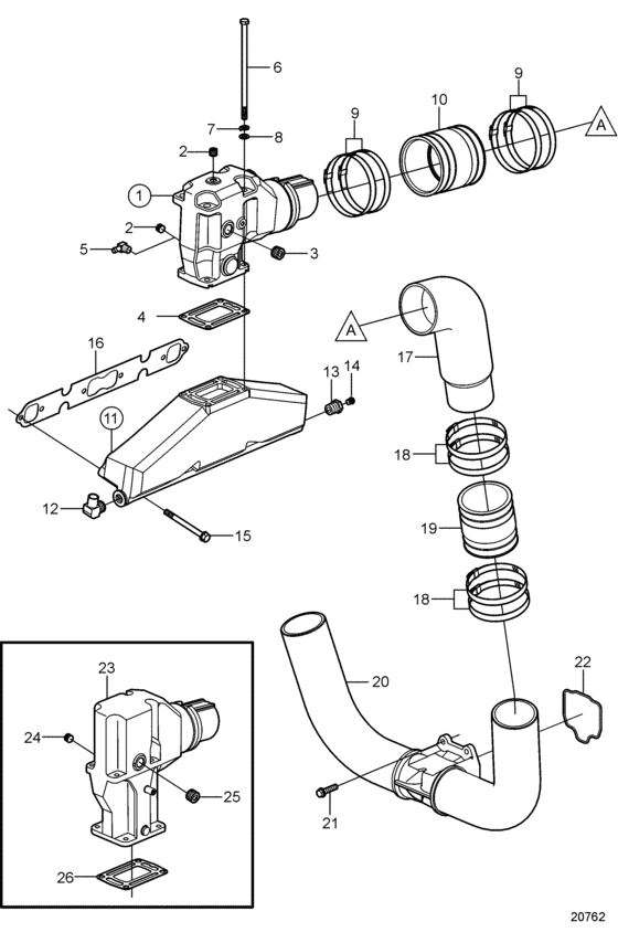 Схема узла Выхлоп Для Volvo Penta 5.0Gipwtr
