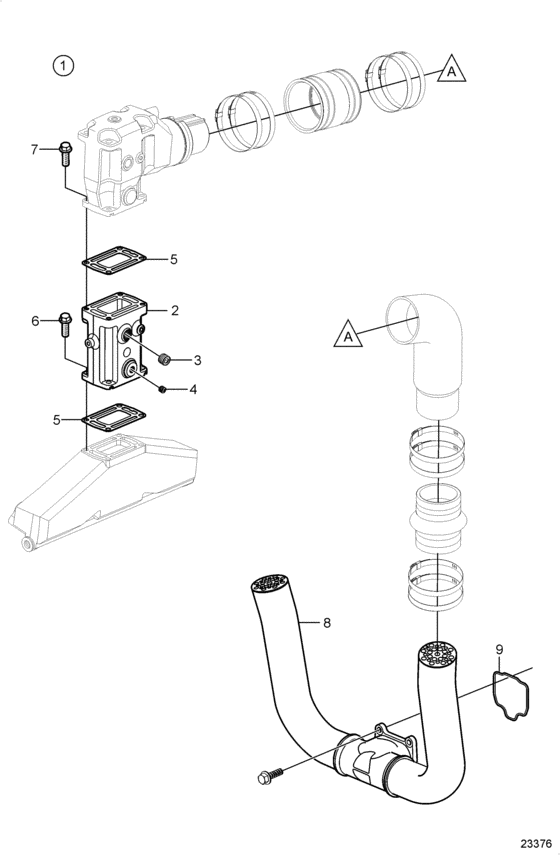 Схема узла Exhaust, 6\'\' Risers Для Volvo Penta 5.7Osi-Gf