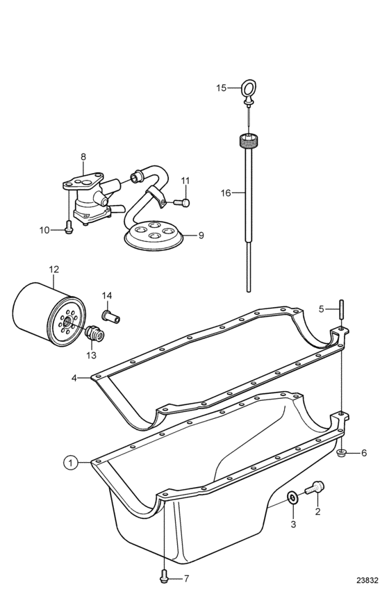 Схема узла Oil Pan And Oil Pump Для Volvo Penta 3.0Gxi-J