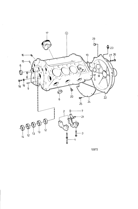 Схема узла Cylinder Block And Flywheel Casing Для Volvo Penta 501A