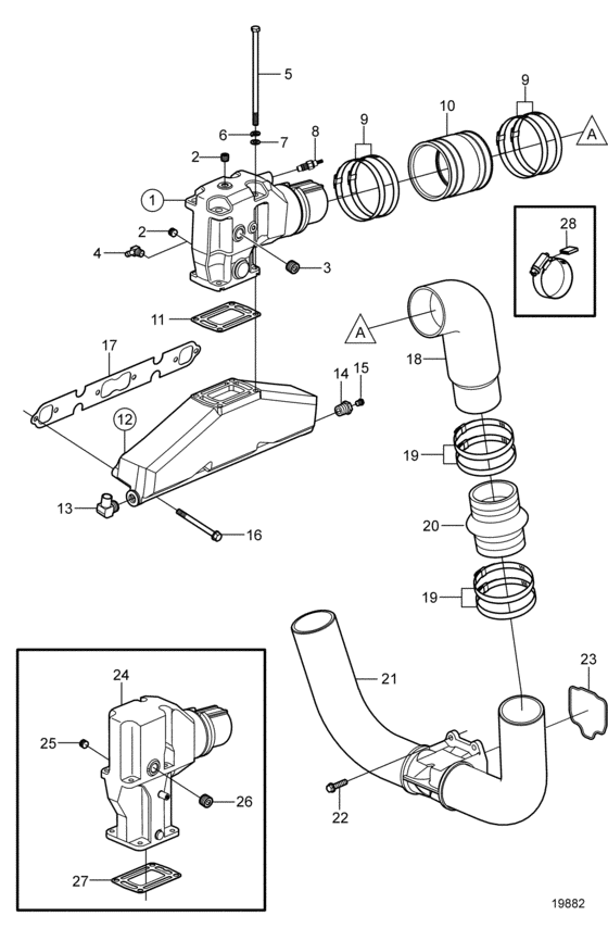 Схема узла Выхлоп Для Volvo Penta 5.0Gxi-Cf