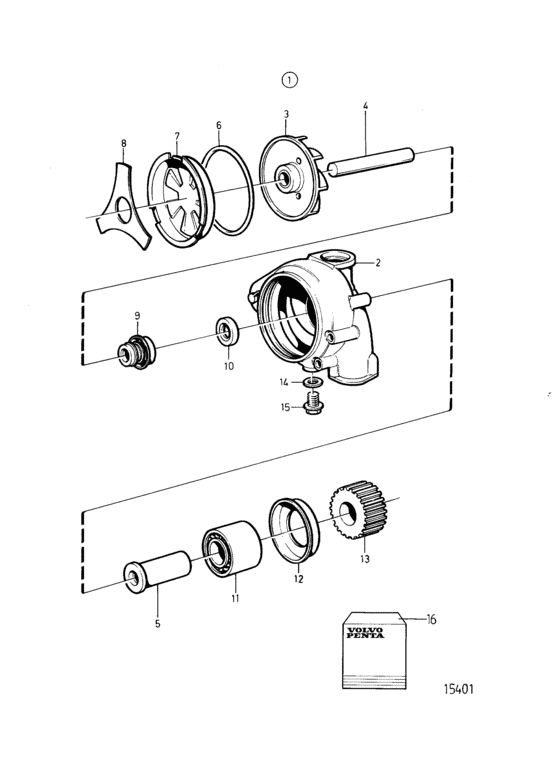 Схема узла Water Pump, Components: 3183908 Для Volvo Penta Tamd62A