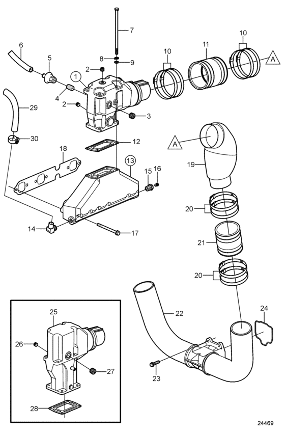 Схема узла Выхлоп Для Volvo Penta 4.3Gipefs