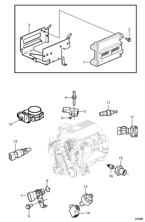 Схема узла Electronic Engine Control Для Volvo Penta 5.0Gxie-Jf