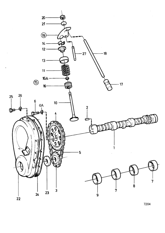 Схема узла Camshaft And Valve Mecanism Для Volvo Penta Aq175A