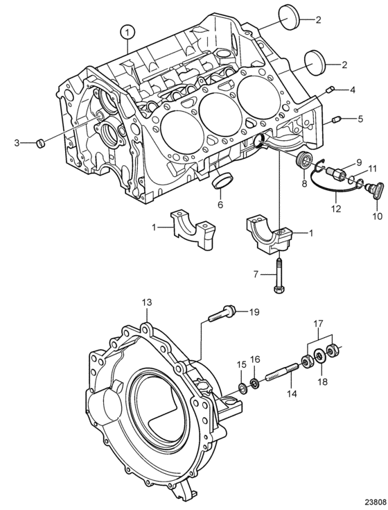 Схема узла Cylinder Block And Flywheel Housing Для Volvo Penta 4.3Gl-J