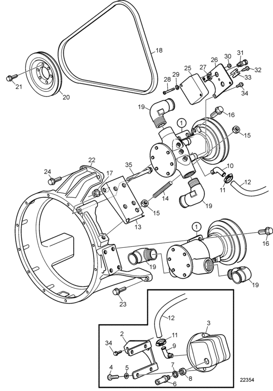 Схема узла Bilge Pump / Flushing Pump 2\'\' Для Volvo Penta D9A2B Mh