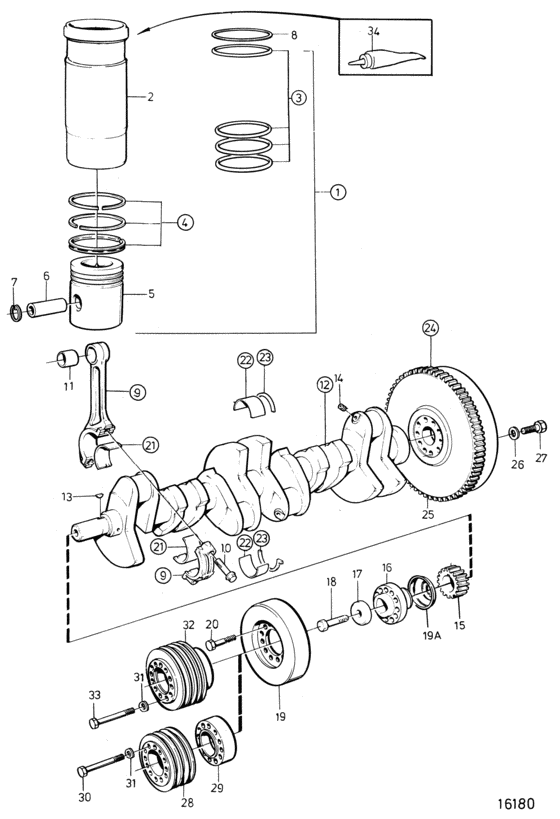 Схема узла Crank Mechanism: C Для Volvo Penta Tamd122D