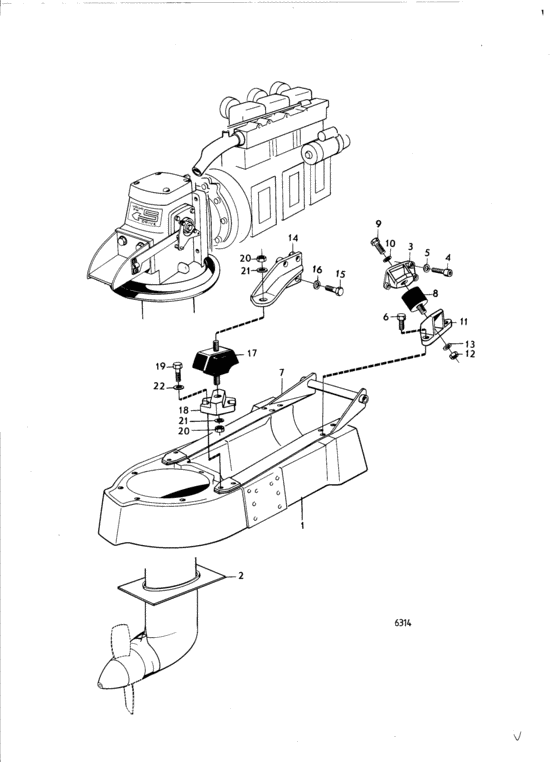Схема узла Engine Suspension, Sail Boat Drive Unit Для Volvo Penta Md17C