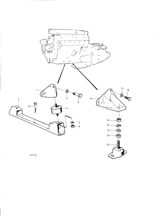 Схема узла Engine Suspension: B Для Volvo Penta Aq170A