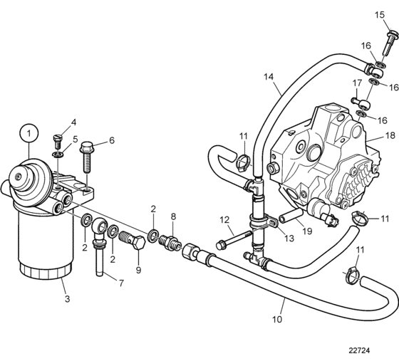 Схема узла Топливная Система Для Volvo Penta D3-130I-B