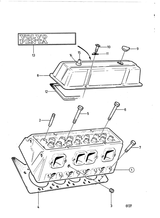 Схема узла Головка Цилиндров Для Volvo Penta Aq225C