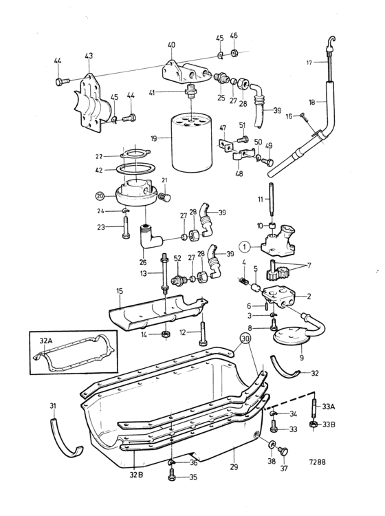 Схема узла Lubricating System: Bb225B Mo57028- Для Volvo Penta Aq225D