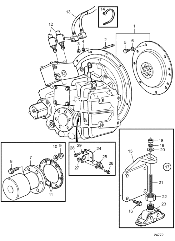 Схема узла Reverse Gear Zf286A-E Для Volvo Penta D9A2A D9-500 (R4)