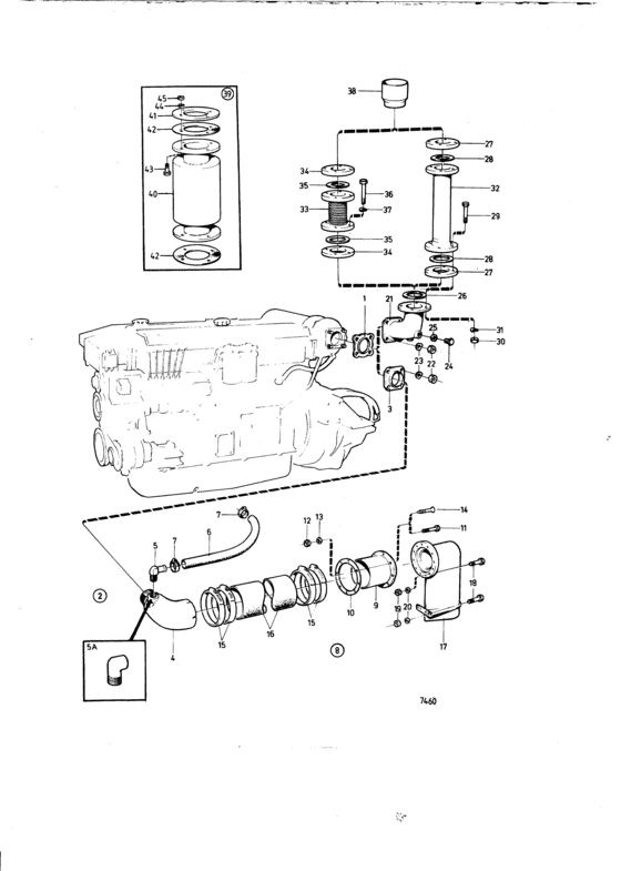Схема узла Exhaust Bend, Hose And Silencer Для Volvo Penta Tamd60C