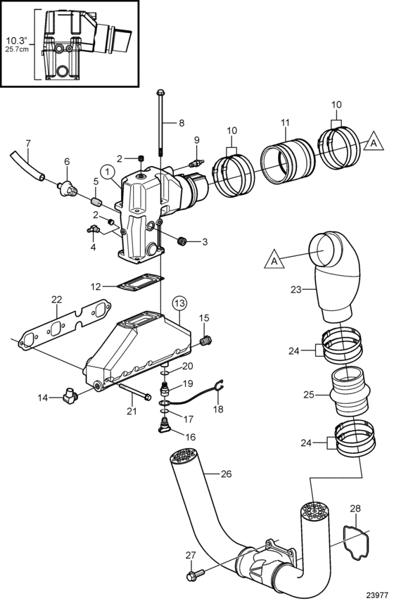 Схема узла Выхлоп Для Volvo Penta 4.3Osi-Jf