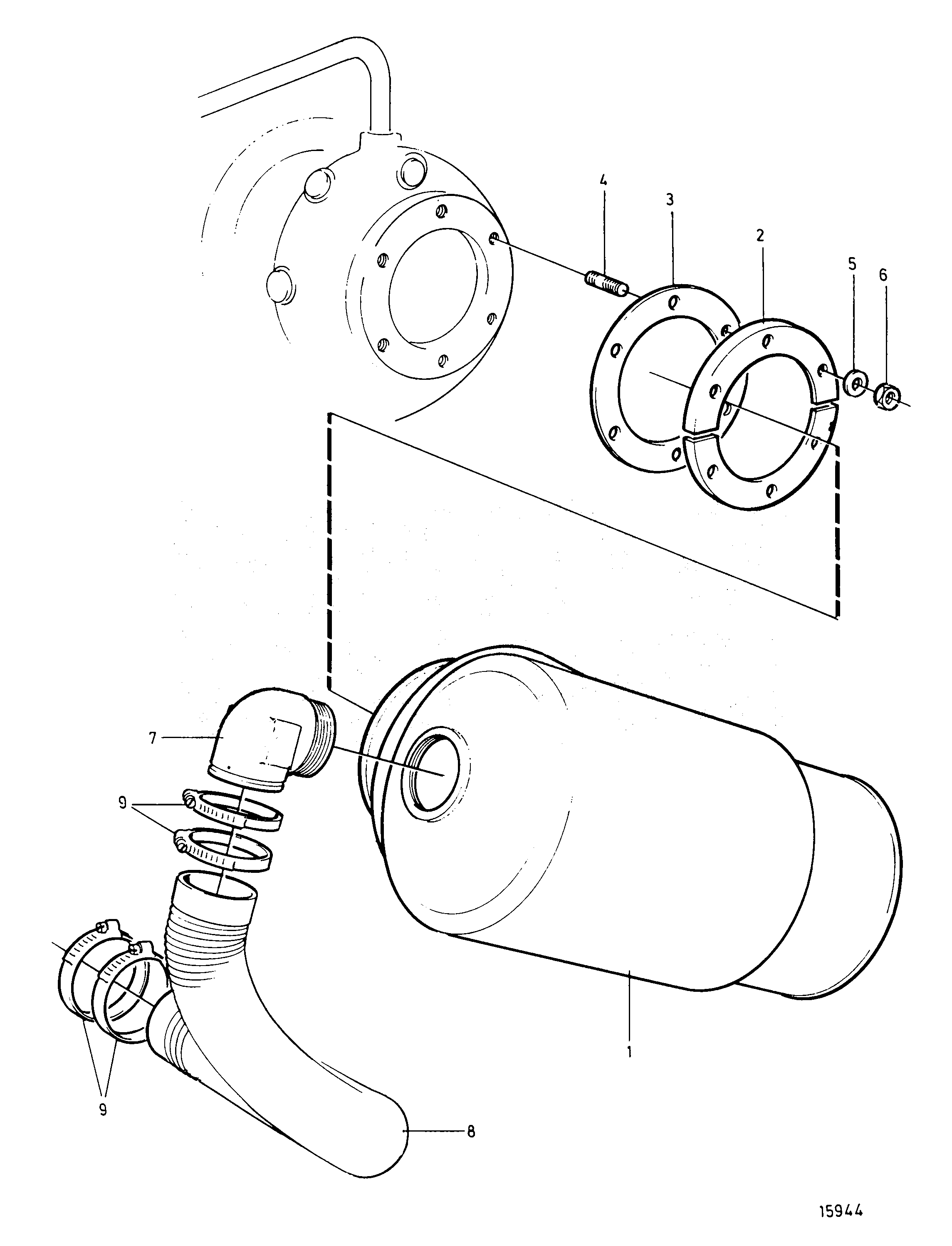 Схема узла Водяной Глушитель Колено 6\'\' (150Mm)