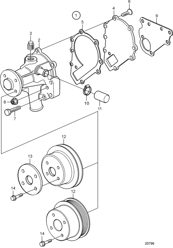 Схема узла Водяной Насос Для Volvo Penta D2-55E