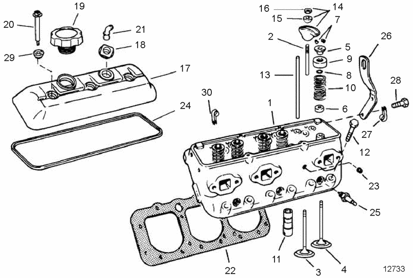 Схема узла Головка Цилиндра Для Volvo Penta 4.3Glplkd