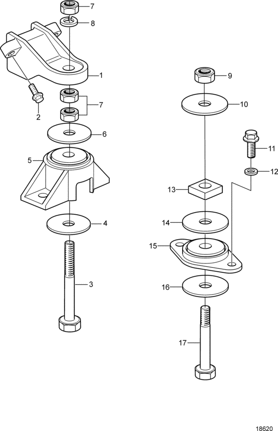 Схема узла Engine Mounts Для Volvo Penta 4.3Gl-A
