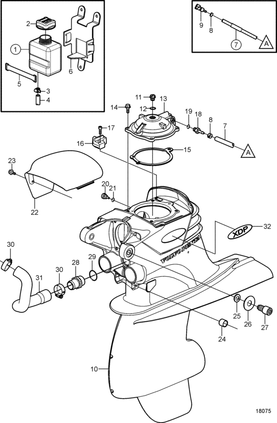 Схема узла Housing And Center Tube Для Volvo Penta Xdp-B