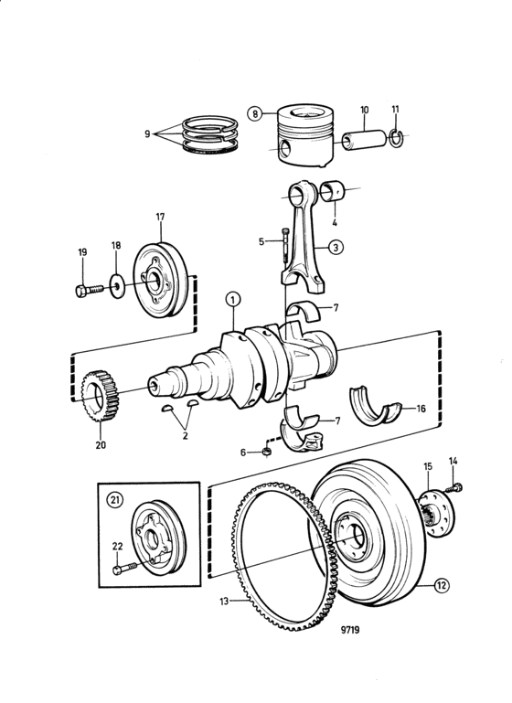 Схема узла Crankshaft And Related Parts Для Volvo Penta 2002
