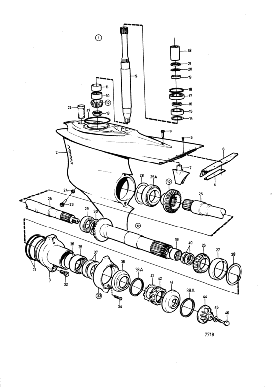 Схема узла Lower Gear Unit Для Volvo Penta Aq225D