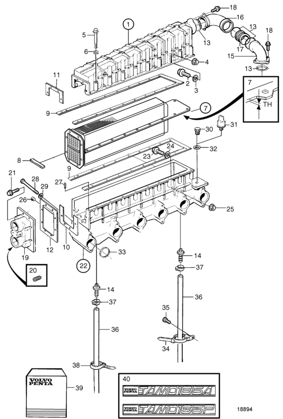 Схема узла Inlet Manifold And Aftercooler. Snxxxxxxxxxx/19706- Для Volvo Penta Tamd165A-A