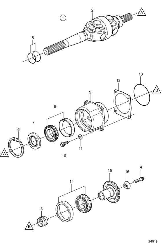 Схема узла U-Joint And Bearing Carrier Для Volvo Penta Dps-A Oxi