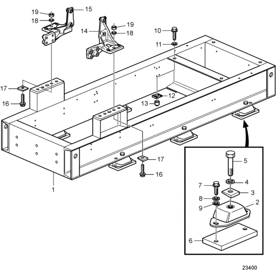 Схема узла Engine Mounting And Frame Для Volvo Penta D16C-A Mg