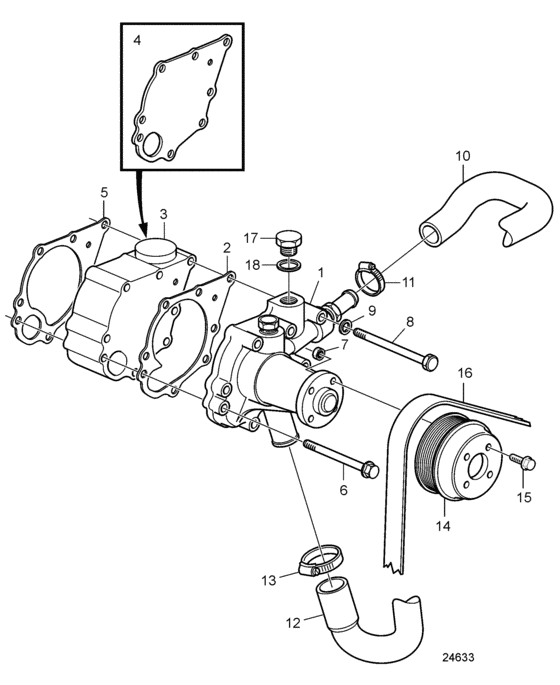 Схема узла Водяной Насос Для Volvo Penta D1-13B