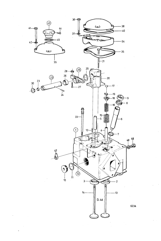 Схема узла Cylinder Head: B Для Volvo Penta Td100Crc