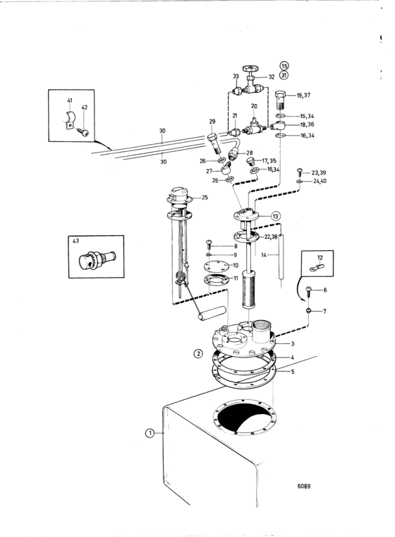 Схема узла Fuel Tank And Connecting Components Для Volvo Penta Aq145A