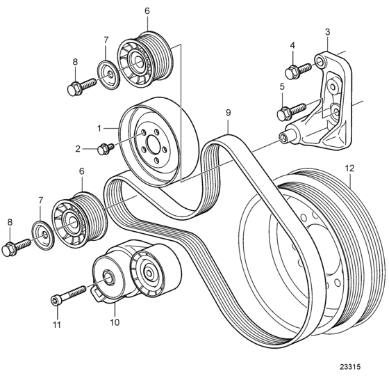Схема узла Belt Transmission Для Volvo Penta D16C-A Mg