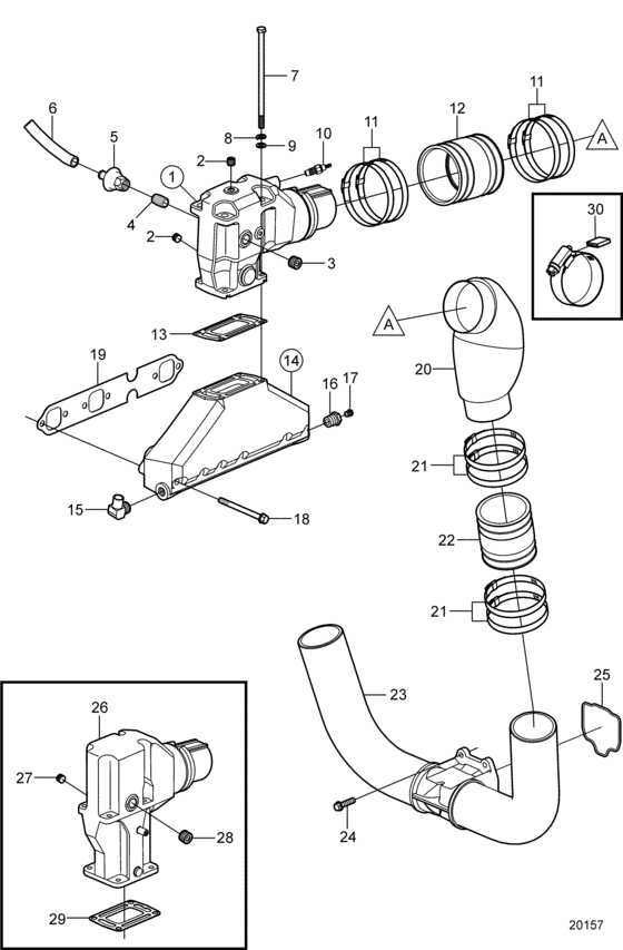 Схема узла Выхлоп Для Volvo Penta 4.3Gl-B