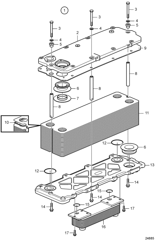 Схема узла Heat Exchanger, Components Для Volvo Penta D13B-A Mp