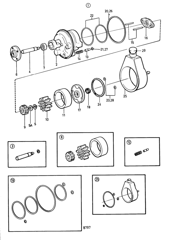 Схема узла Hydraulic Pump, Oil Reservoir: 1273972 Для Volvo Penta Aqad40B