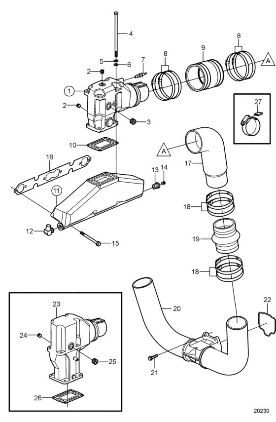 Схема узла Выхлоп Для Volvo Penta 5.0Gl-D