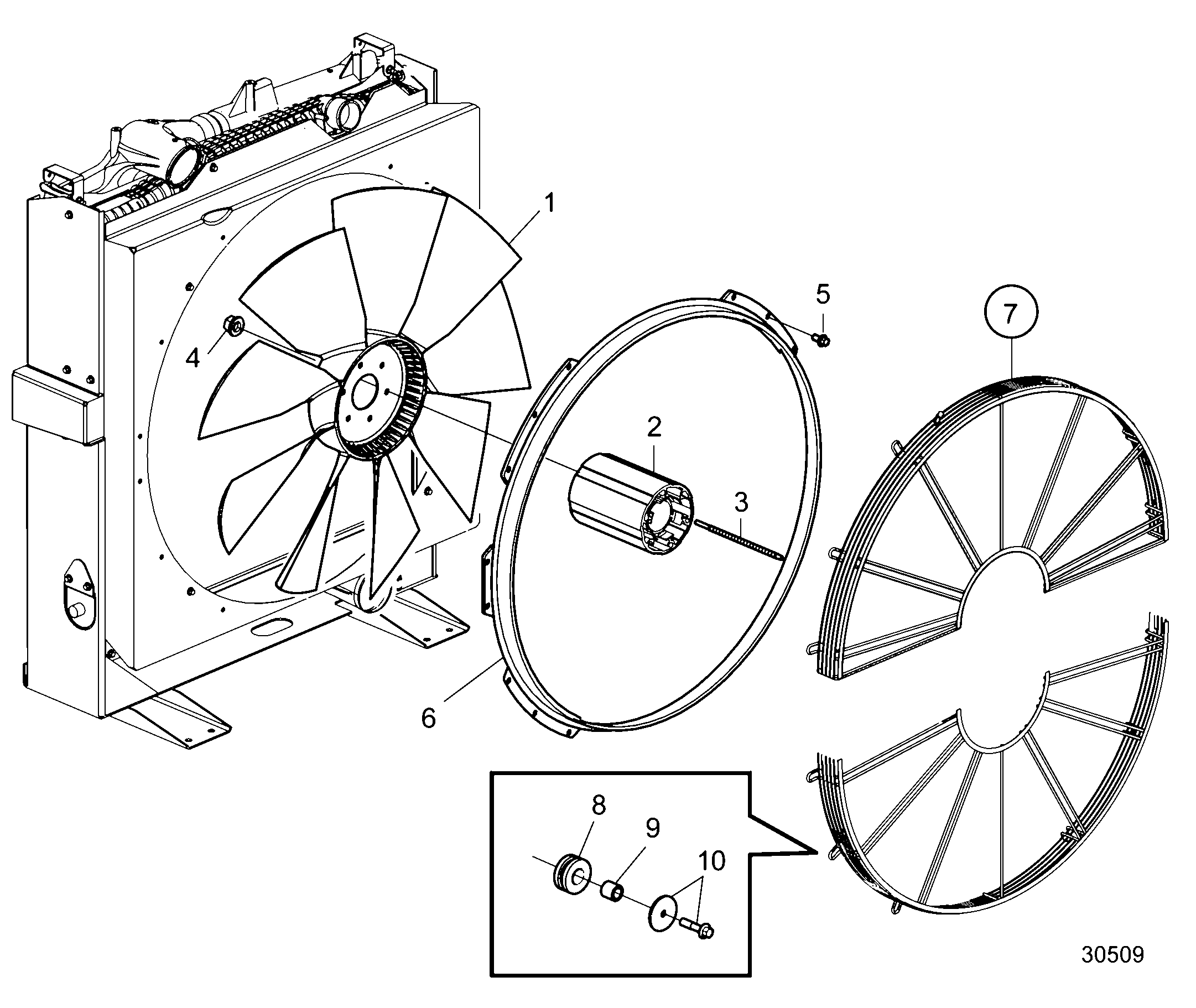 Схема узла Fan And Fan Ring, D=890Mm. Suction