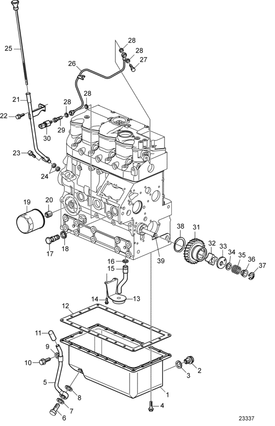 Схема узла Lubricating System Для Volvo Penta D2-40B