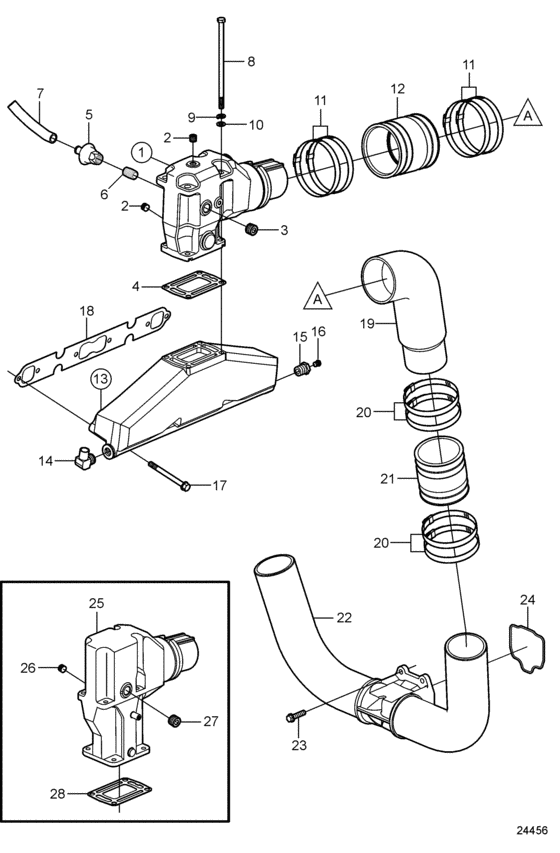 Схема узла Выхлоп Для Volvo Penta 5.0Glpefs