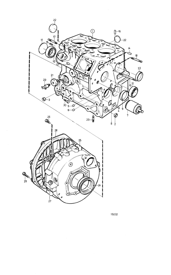 Схема узла Cylinder Block And Flywheel Housing Для Volvo Penta Md2040A