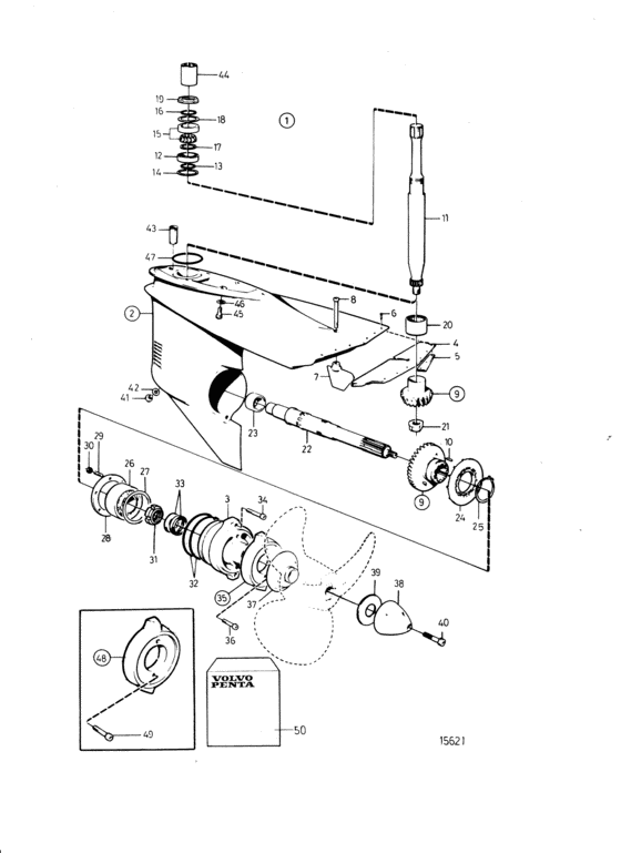 Схема узла Lower Gear Unit Для Volvo Penta Tamd31D