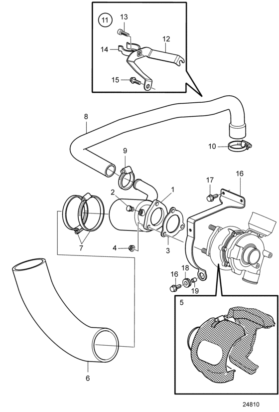 Схема узла Exhaust Manifold And Heat Protection Для Volvo Penta D3-200I-D